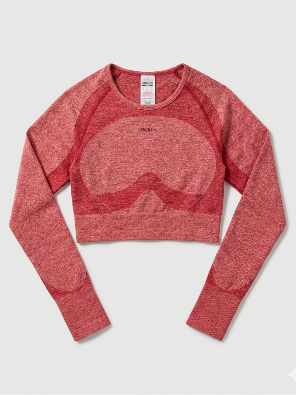 Gymshark Flex Seamless Long Sleeve Crop Top Red Marl Size M